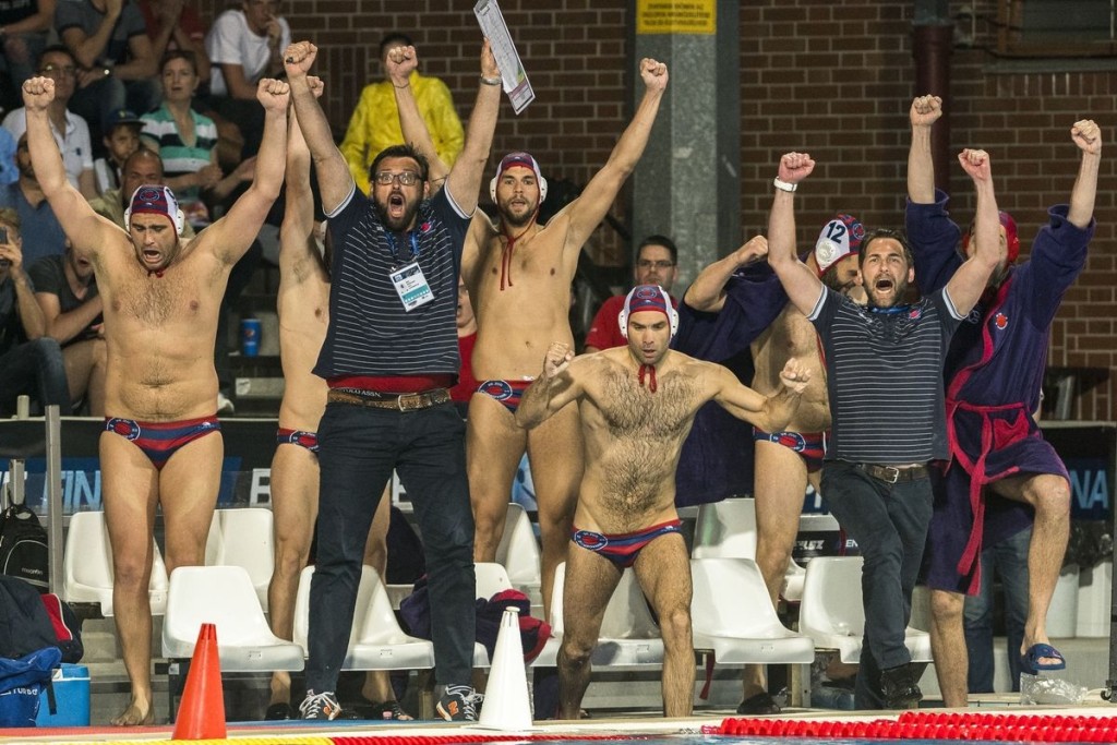Jug Dubrovnik Jug (white cap) vs Pro Recco (blue cap) Budapest, Alfred Hajos National Swimming Complex LEN 2016 Water Polo Champions League Final Six Budapest HUN June 2 - 5, 2016 Day 02 June 2, 2016 Photo Giorgio Scala/Deepbluemedia/Insidefoto