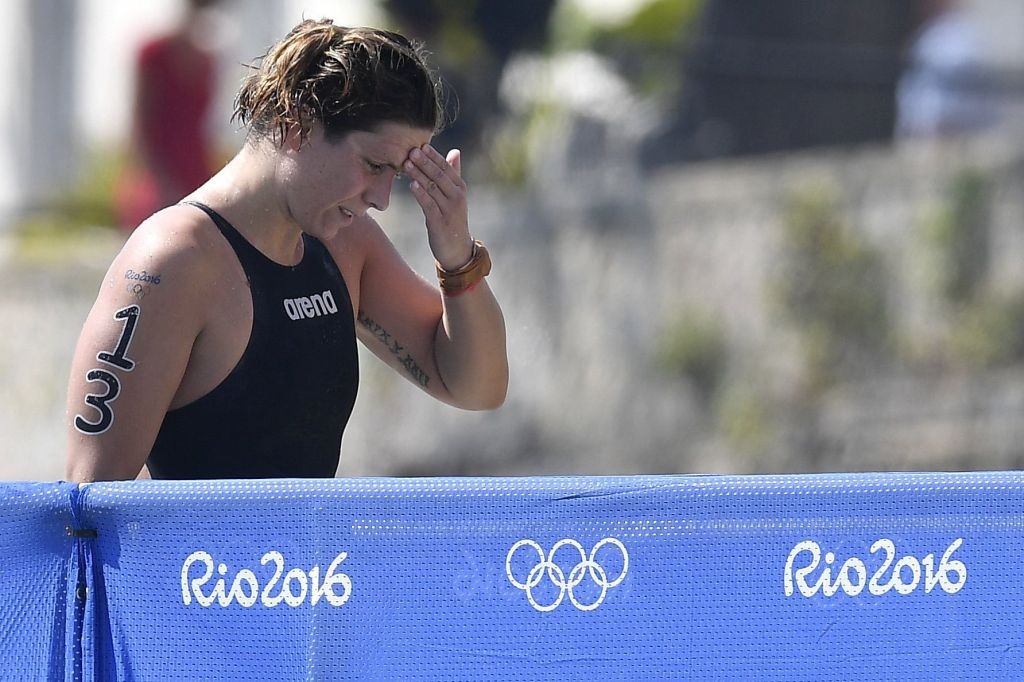 Rio de Janeiro, 2016. augusztus 15. A 14. helyen végzett Risztov Éva a Rio de Janeiró-i nyári olimpia nõi 10 kilométeres nyíltvízi úszóversenye után a Copacabana Erõdnél 2016. augusztus 15-én. Mivel kizárták a második francia Aurélie Mullert, így egy helyet elõrelépett a magyar sportolónõ. MTI Fotó: Czeglédi Zsolt