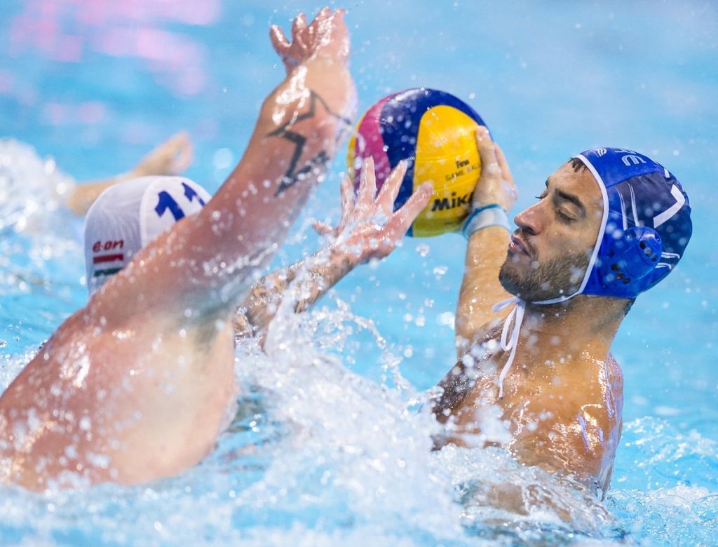 LEN European Water Polo Championships 2016 Hungary HUN (White) Vs Greece GRE (Blue) Men 7 AFROUDAKIS Christos C GRE Kombank Arena, Belgrade, Serbia  Day02  11-01-2016 Photo P. Mesiano/Insidefoto/Deepbluemedia